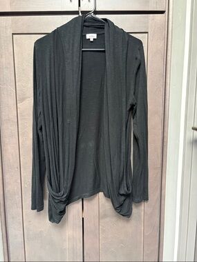Pixley Black Draped Open-Front Cardigan